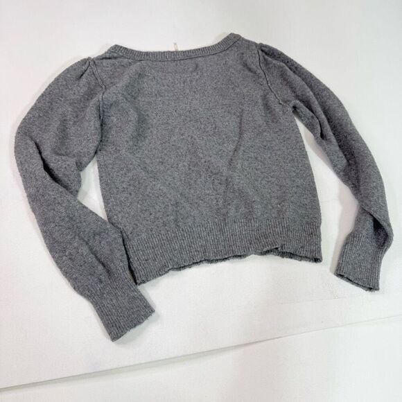 Free People Sweater Womens Medium Alpaca Blend Gray Puff Sleeve Knit Pullover - Picture 6 of 7